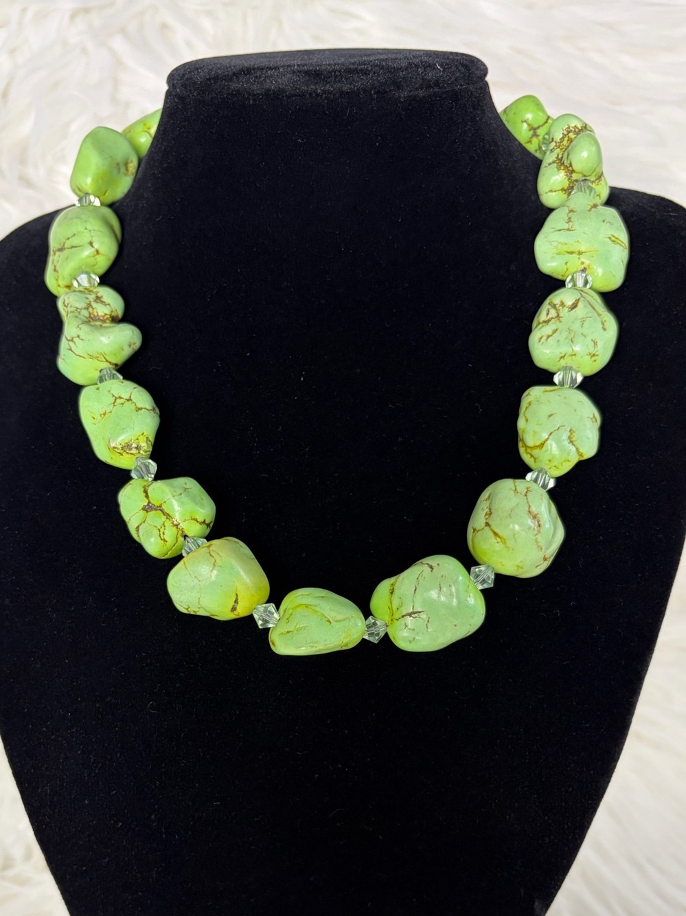 Green Stone Bead Necklace - Women Jewelry